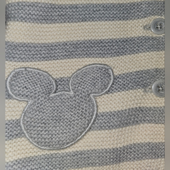 babyGap Disney Mickey Mouse Cardigan Hoodie Gray Striped Sz 18-24M - Picture 5 of 8